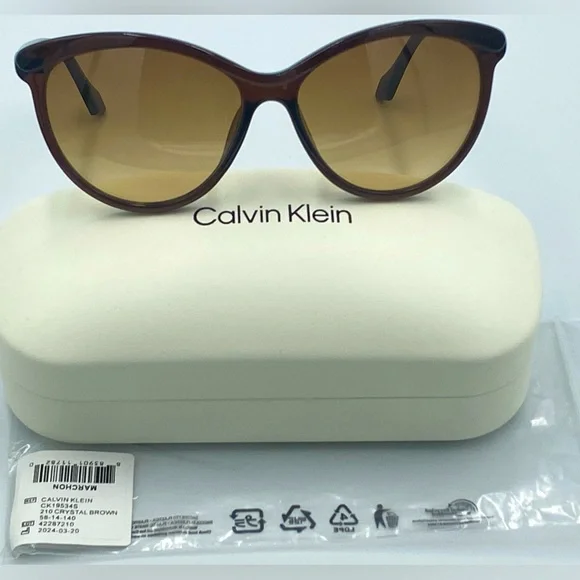 Calvin Klein Fashion Sunglasses Cat Eye Oversized Brown w/ Gradient Lens 55mm